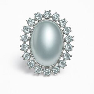 ⚜️ Elegant Silver And Oval White Pearl Accent Brooch